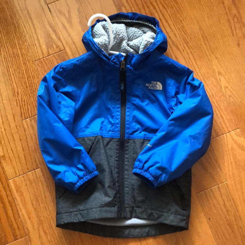 EUC The North Face Warm Storm Rain Jacket Toddler Boy 3T Blue Grey Gray